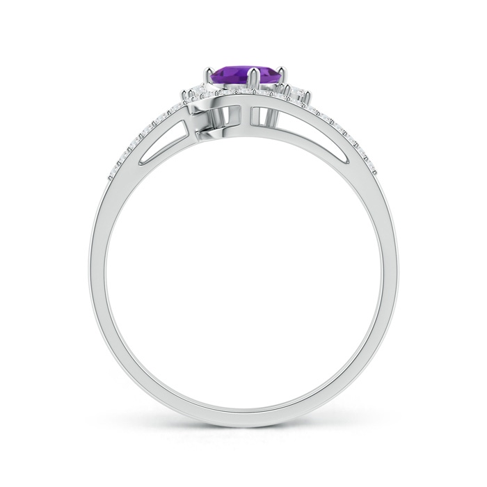 6x4mm AAA Oval Amethyst and Diamond Wedding Band Ring Set in P950 Platinum product image