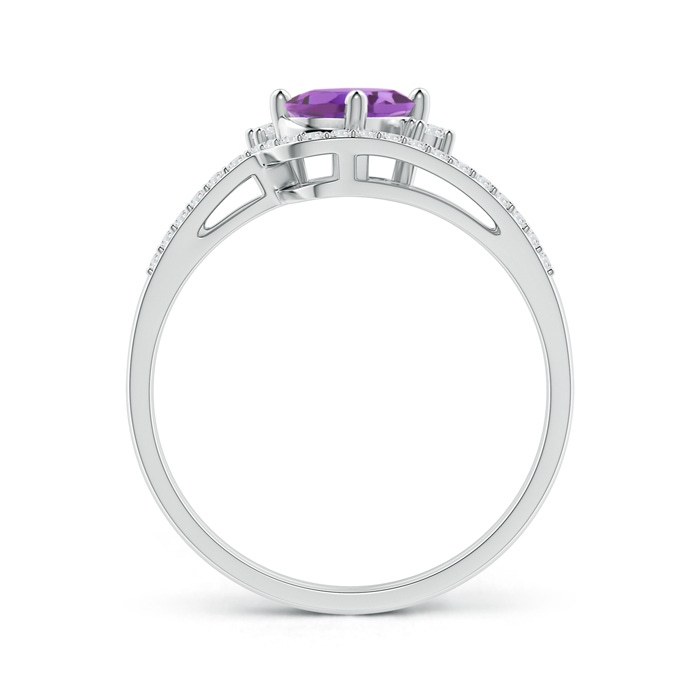 7x5mm A Oval Amethyst and Diamond Wedding Band Ring Set in White Gold product image