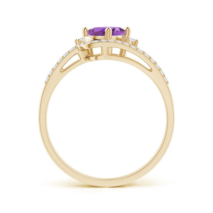 7x5mm A Oval Amethyst and Diamond Wedding Band Ring Set in Yellow Gold product image