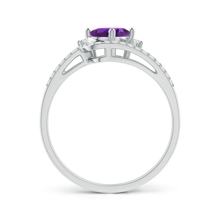 7x5mm AAAA Oval Amethyst and Diamond Wedding Band Ring Set in White Gold product image