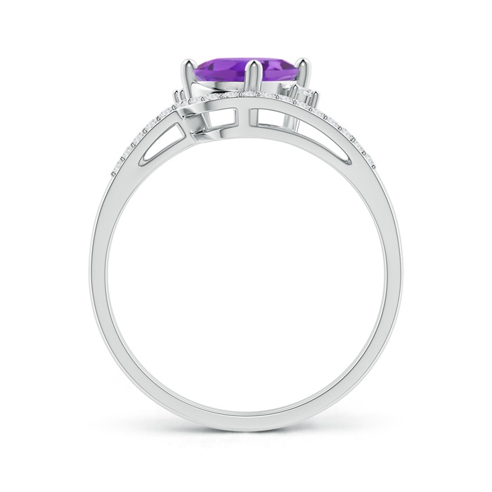 8x6mm AA Oval Amethyst and Diamond Wedding Band Ring Set in White Gold product image