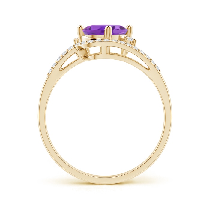 8x6mm AA Oval Amethyst and Diamond Wedding Band Ring Set in Yellow Gold product image