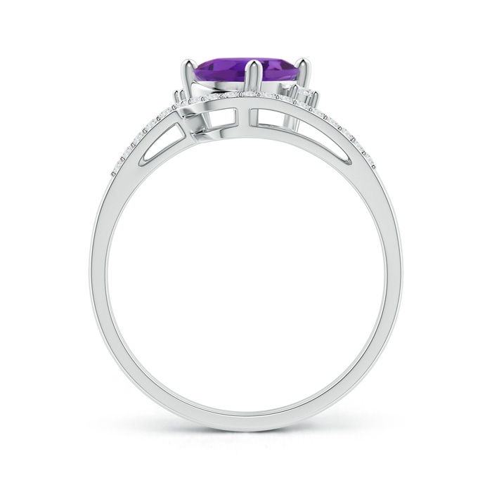 8x6mm AAA Oval Amethyst and Diamond Wedding Band Ring Set in White Gold product image