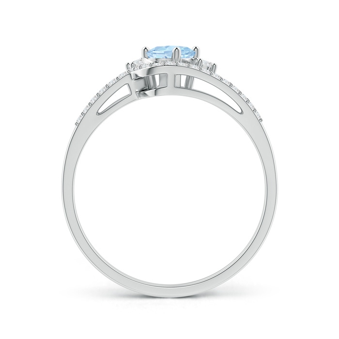6x4mm AA Oval Aquamarine and Diamond Wedding Band Ring Set in White Gold side-1