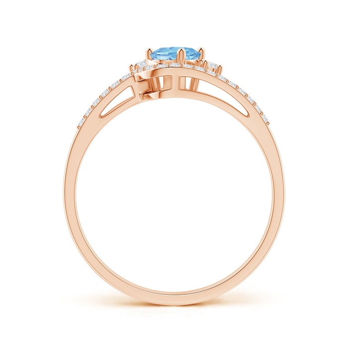 6x4mm AAAA Oval Aquamarine and Diamond Wedding Band Ring Set in Rose Gold side-1