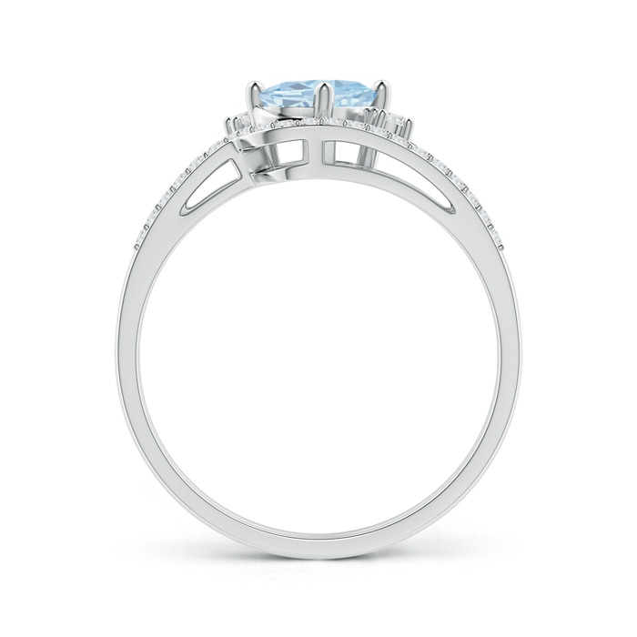 7x5mm A Oval Aquamarine and Diamond Wedding Band Ring Set in White Gold side-1