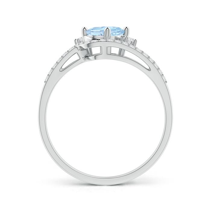 7x5mm AA Oval Aquamarine and Diamond Wedding Band Ring Set in White Gold side-1