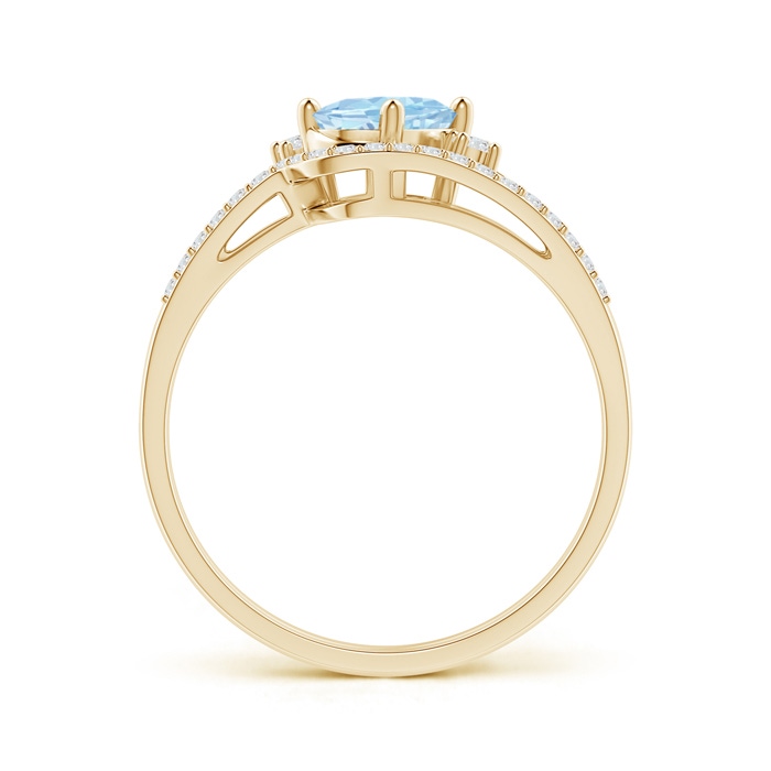 7x5mm AAA Oval Aquamarine and Diamond Wedding Band Ring Set in Yellow Gold side-1