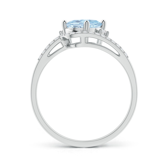 8x6mm A Oval Aquamarine and Diamond Wedding Band Ring Set in White Gold side-1