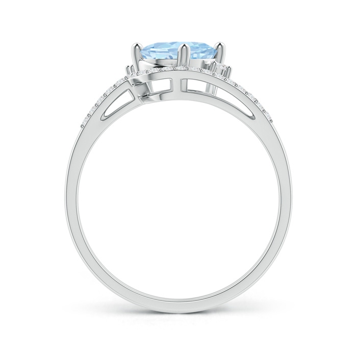 8x6mm AA Oval Aquamarine and Diamond Wedding Band Ring Set in White Gold side-1