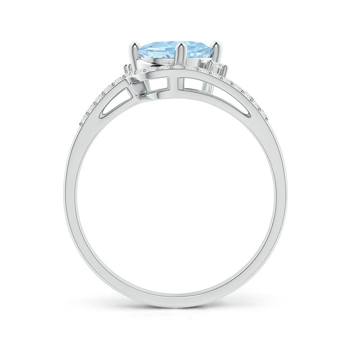 8x6mm AAA Oval Aquamarine and Diamond Wedding Band Ring Set in P950 Platinum