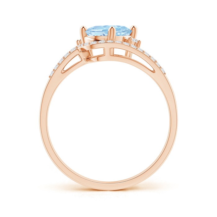 8x6mm AAA Oval Aquamarine and Diamond Wedding Band Ring Set in Rose Gold side-1