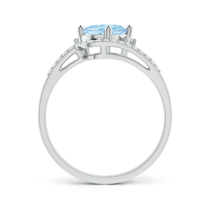 8x6mm AAA Oval Aquamarine and Diamond Wedding Band Ring Set in White Gold side-1