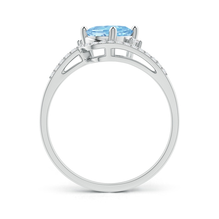 8x6mm AAAA Oval Aquamarine and Diamond Wedding Band Ring Set in White Gold side-1