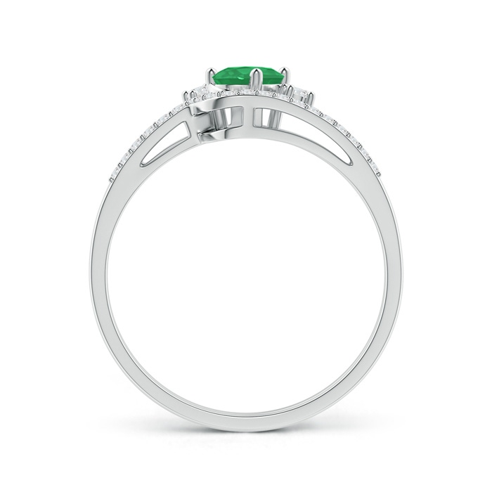 6x4mm A Oval Emerald and Diamond Wedding Band Ring Set in White Gold side-1