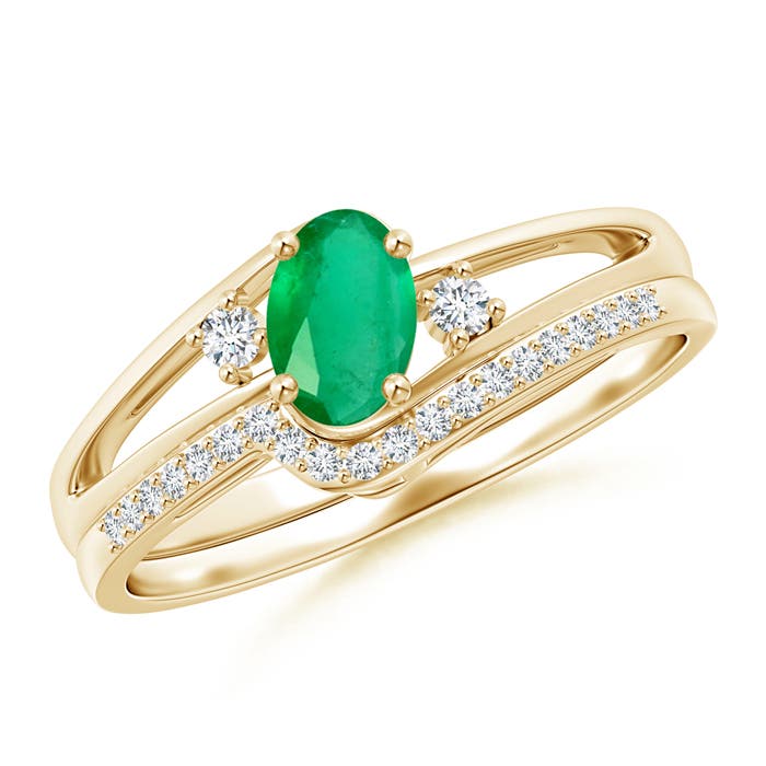 A - Emerald / 0.53 CT / 14 KT Yellow Gold