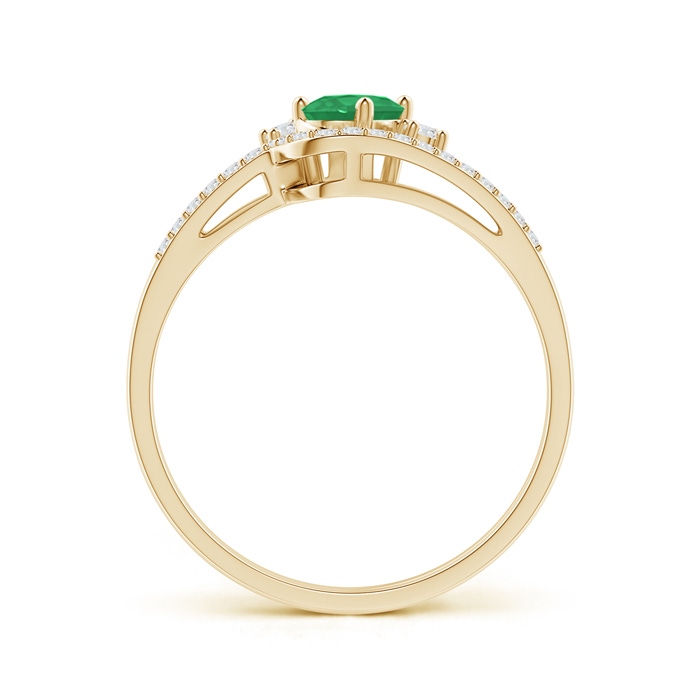 6x4mm A Oval Emerald and Diamond Wedding Band Ring Set in Yellow Gold side-1