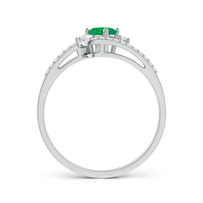 6x4mm AA Oval Emerald and Diamond Wedding Band Ring Set in P950 Platinum side-1