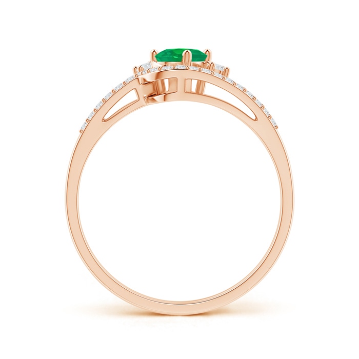 6x4mm AA Oval Emerald and Diamond Wedding Band Ring Set in Rose Gold side-1