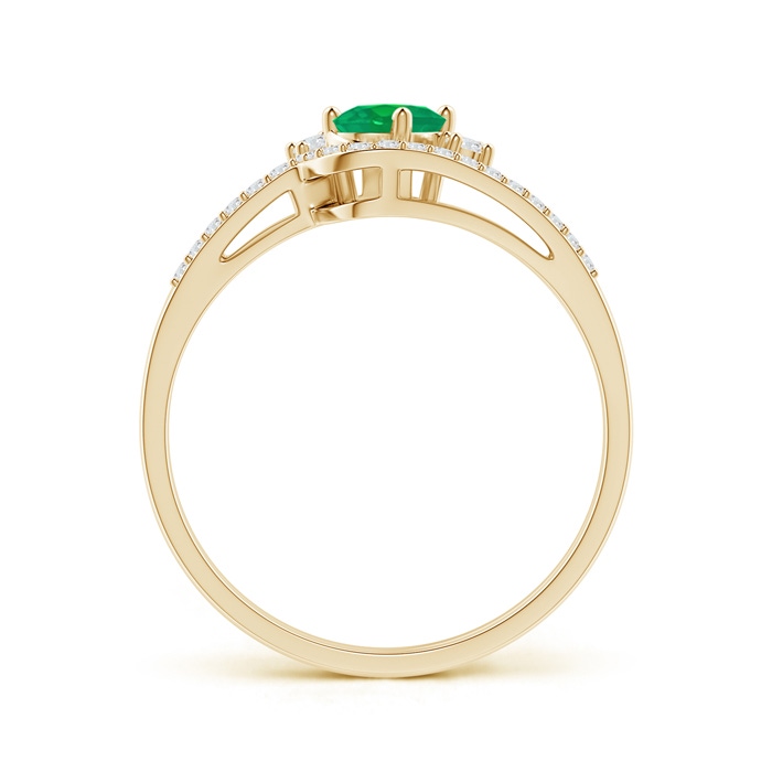 6x4mm AA Oval Emerald and Diamond Wedding Band Ring Set in Yellow Gold side-1