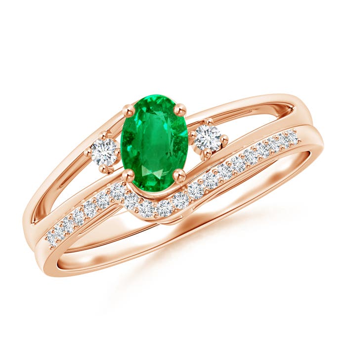 AAA - Emerald / 0.53 CT / 14 KT Rose Gold