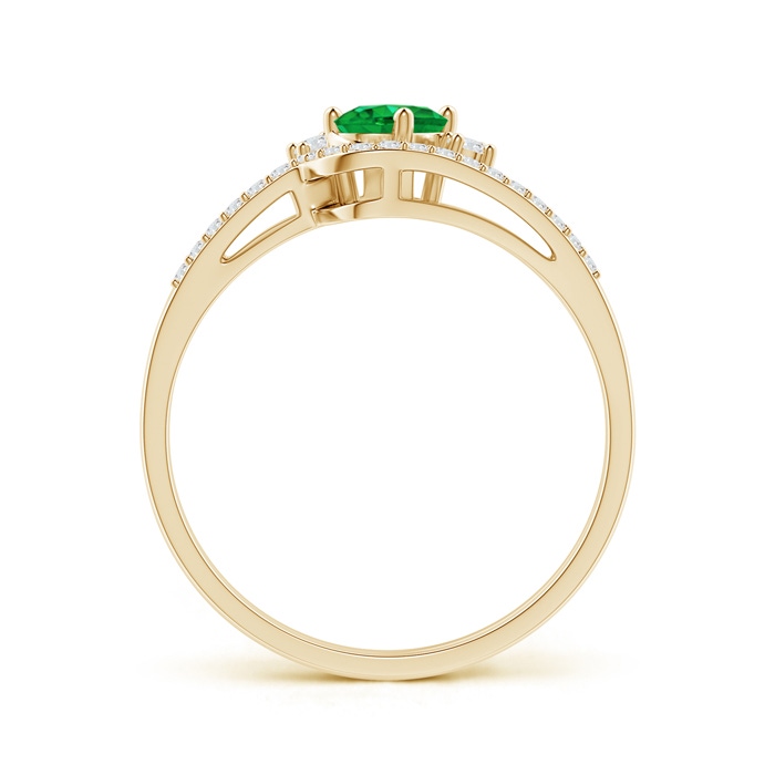 6x4mm AAA Oval Emerald and Diamond Wedding Band Ring Set in Yellow Gold side-1