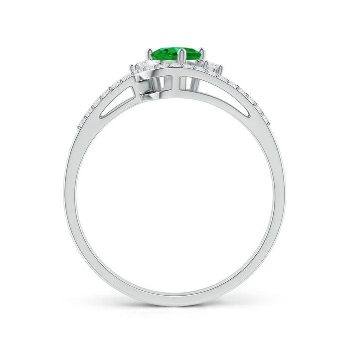 6x4mm AAAA Oval Emerald and Diamond Wedding Band Ring Set in White Gold side-1