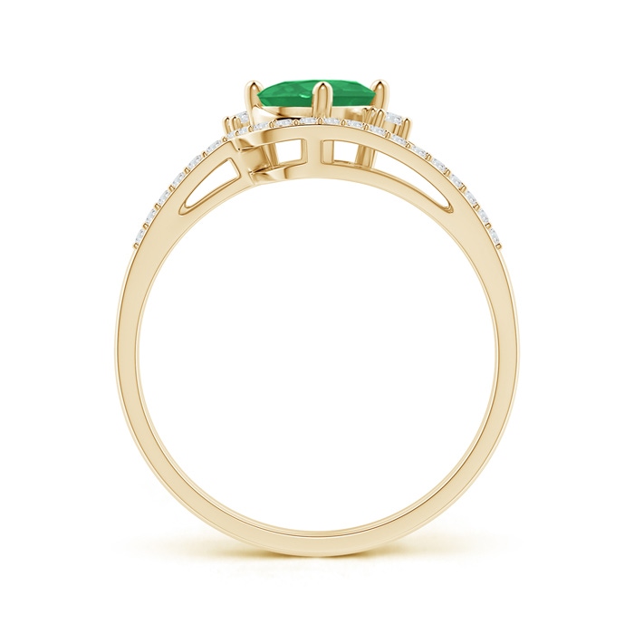 7x5mm A Oval Emerald and Diamond Wedding Band Ring Set in Yellow Gold side-1