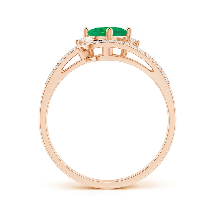7x5mm AA Oval Emerald and Diamond Wedding Band Ring Set in Rose Gold side-1