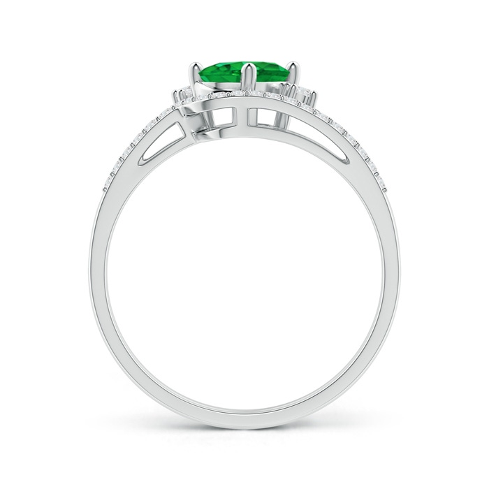 7x5mm AAA Oval Emerald and Diamond Wedding Band Ring Set in White Gold side-1