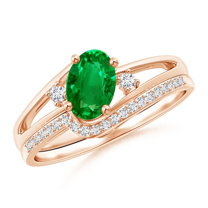 AAAA - Emerald / 0.79 CT / 14 KT Rose Gold