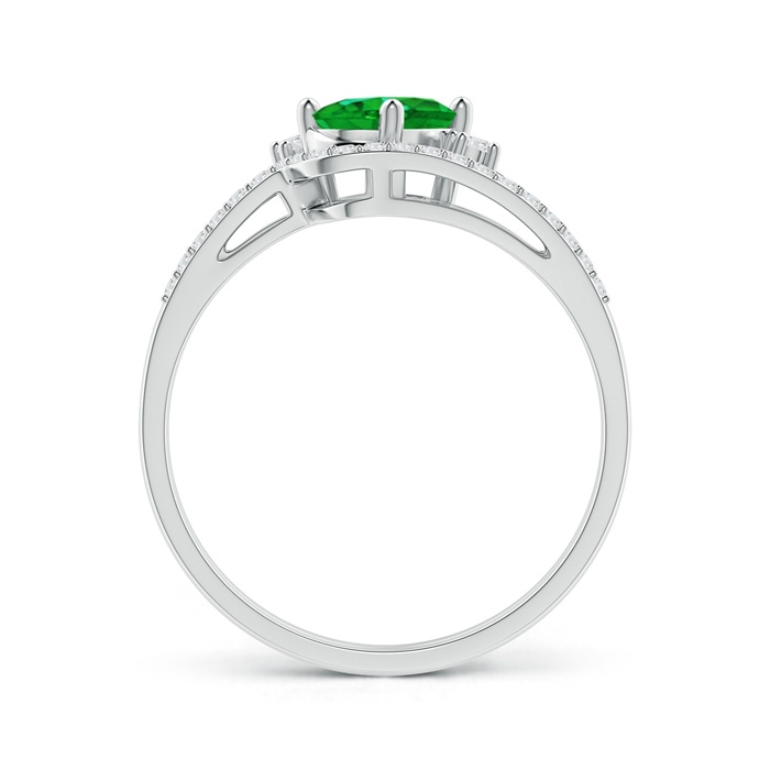 7x5mm AAAA Oval Emerald and Diamond Wedding Band Ring Set in White Gold side-1