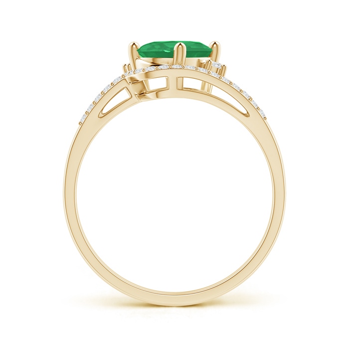 8x6mm A Oval Emerald and Diamond Wedding Band Ring Set in Yellow Gold side-1