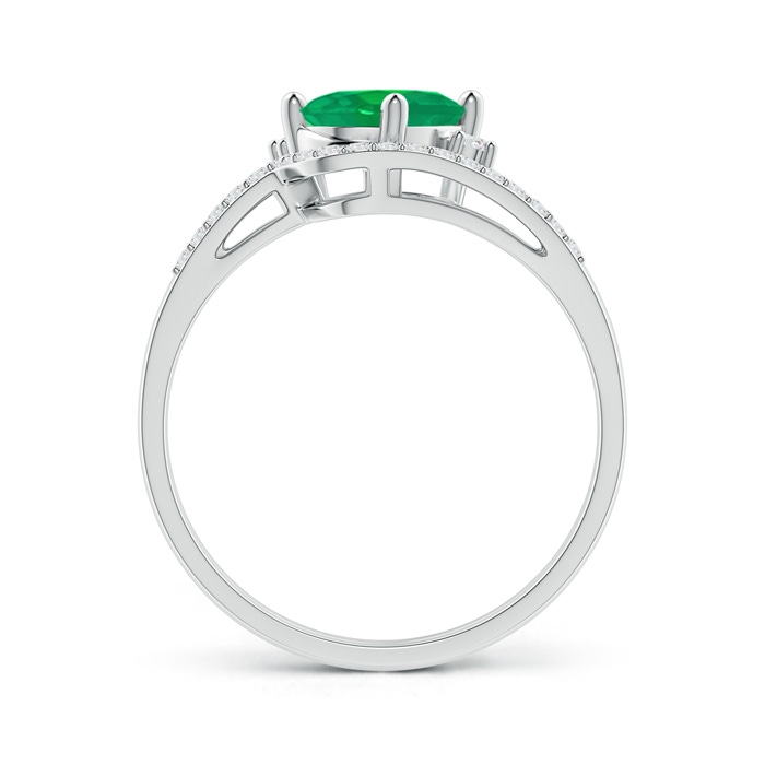 8x6mm AA Oval Emerald and Diamond Wedding Band Ring Set in P950 Platinum side-1