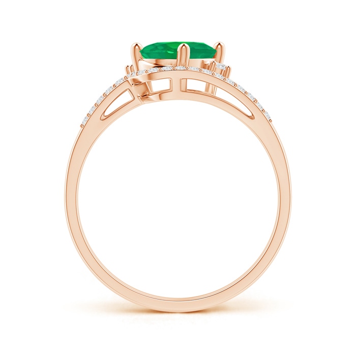 8x6mm AA Oval Emerald and Diamond Wedding Band Ring Set in Rose Gold side-1