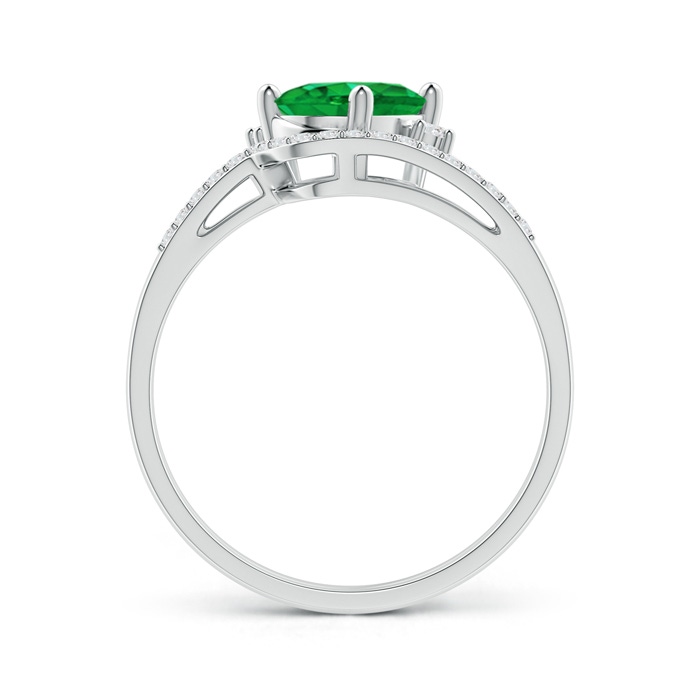 8x6mm AAA Oval Emerald and Diamond Wedding Band Ring Set in P950 Platinum side-1