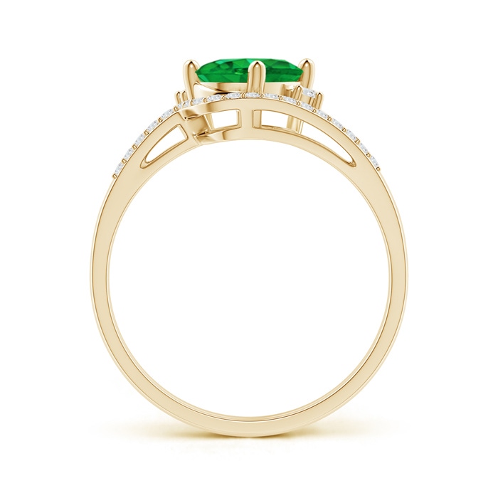 8x6mm AAA Oval Emerald and Diamond Wedding Band Ring Set in Yellow Gold side-1