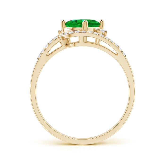 8x6mm AAAA Oval Emerald and Diamond Wedding Band Ring Set in Yellow Gold side-1