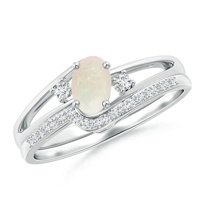 A - Opal / 0.41 CT / 14 KT White Gold