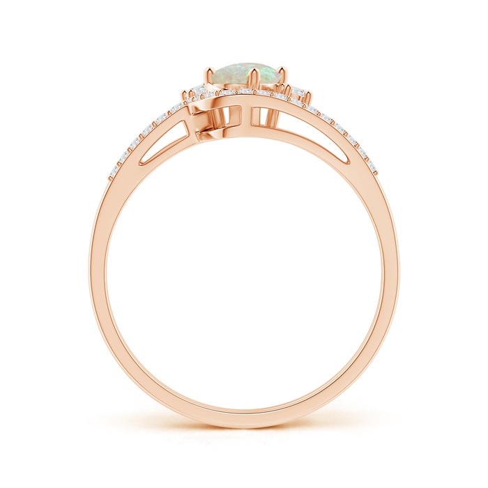 6x4mm AAA Oval Opal and Diamond Wedding Band Ring Set in Rose Gold side-1