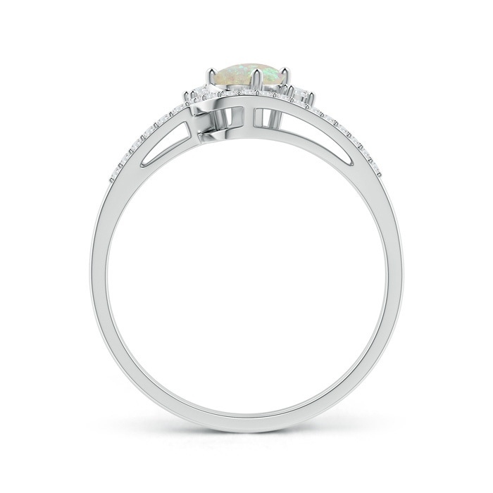 6x4mm AAA Oval Opal and Diamond Wedding Band Ring Set in White Gold side-1