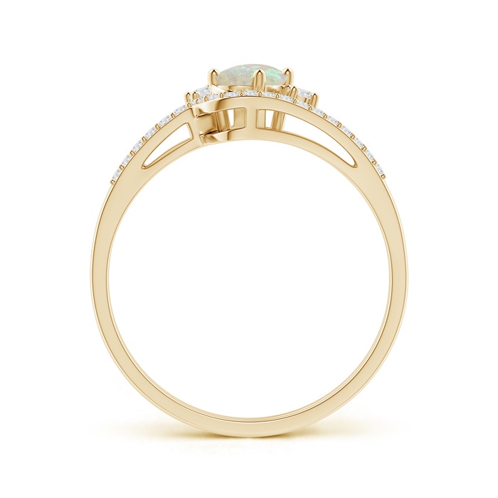 6x4mm AAA Oval Opal and Diamond Wedding Band Ring Set in Yellow Gold side-1