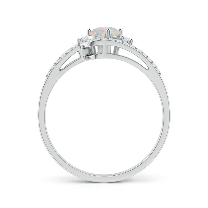 6x4mm AAAA Oval Opal and Diamond Wedding Band Ring Set in P950 Platinum side-1