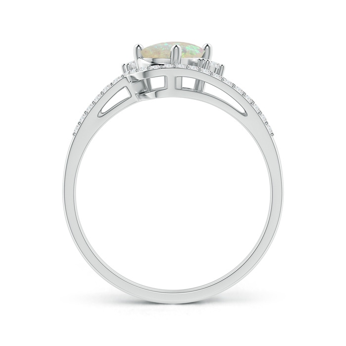7x5mm AAA Oval Opal and Diamond Wedding Band Ring Set in White Gold side-1
