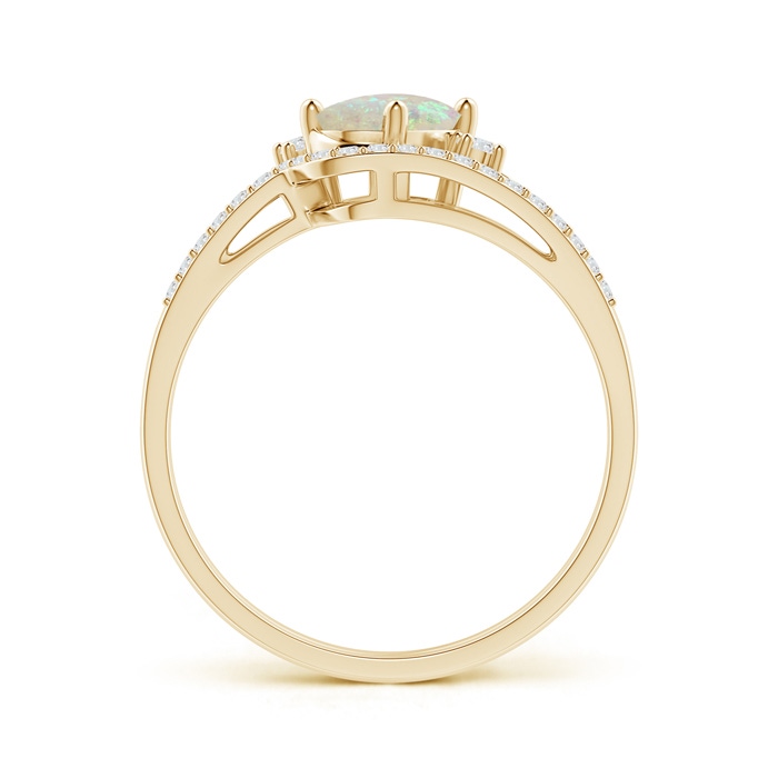7x5mm AAA Oval Opal and Diamond Wedding Band Ring Set in Yellow Gold side-1