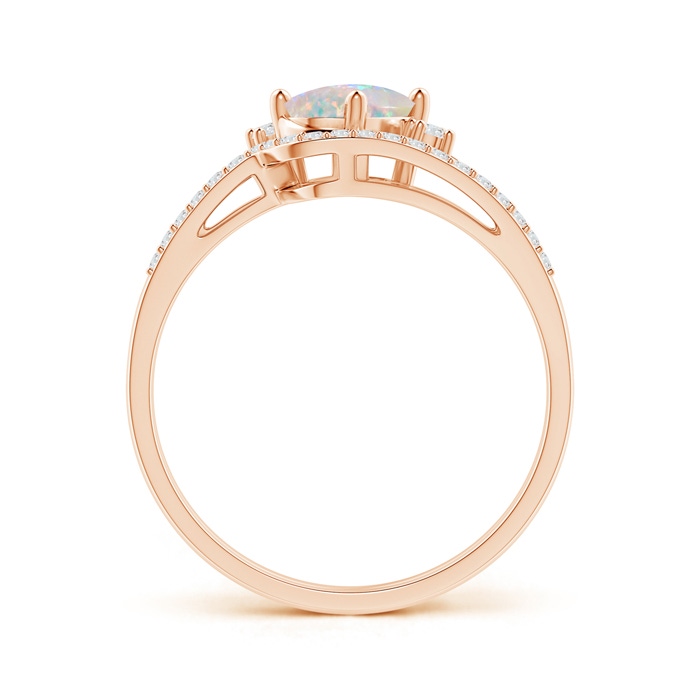 7x5mm AAAA Oval Opal and Diamond Wedding Band Ring Set in Rose Gold side-1