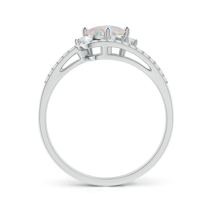 7x5mm AAAA Oval Opal and Diamond Wedding Band Ring Set in White Gold side-1