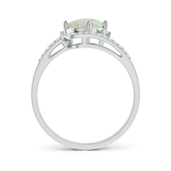 8x6mm AAA Oval Opal and Diamond Wedding Band Ring Set in P950 Platinum side-1