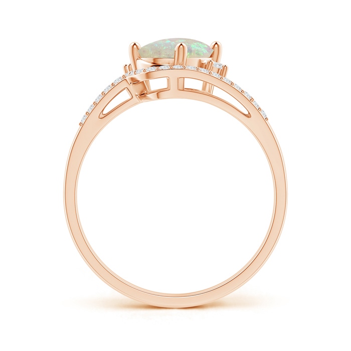 8x6mm AAA Oval Opal and Diamond Wedding Band Ring Set in Rose Gold side-1