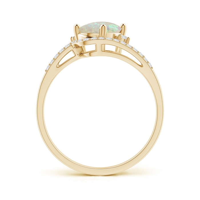 8x6mm AAA Oval Opal and Diamond Wedding Band Ring Set in Yellow Gold side-1